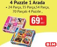 HOT WHEELS/BARBİE 4 PUZZLE 1 ARADA